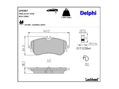 LP3367 Delphi Гальмівні колодки до дисків (з болтами)