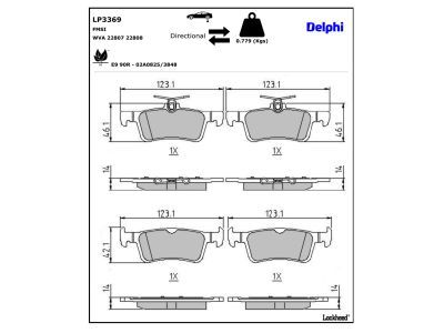 LP3369 Delphi Колодки гальмівні (задні) Ford Fiesta 1.0 EcoBoost 17-/Peugeot 308 1.6 HDi 14-