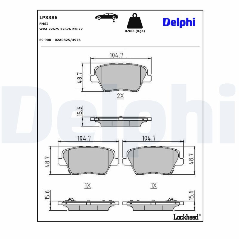 LP3386 Delphi Колодки гальмівні (задні) Hyundai i30 16-/Kia Ceed 18-