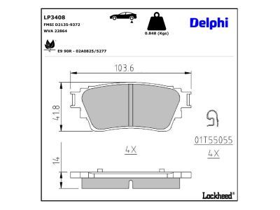 LP3408 Delphi Колодки гальмівні (задні) Mitsubishi Eclipse Cross 17-/Outlander 1.5-3.0 12-