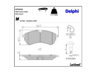 LP3410 Delphi Гальмівні колодки до дисків (з болтами)