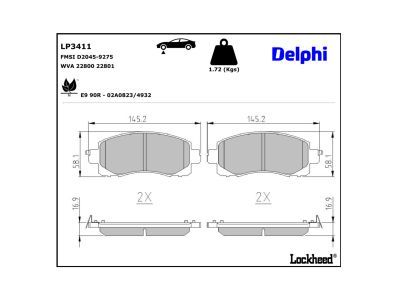 LP3411 Delphi Колодки гальмівні (передні) Subaru Impreza 16-/Forester 18-/XV 17-