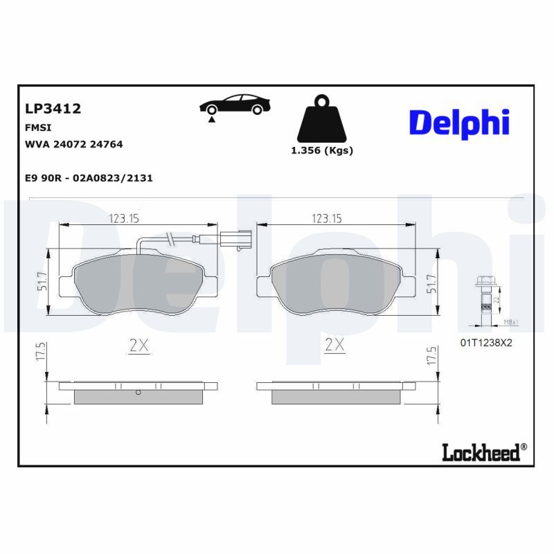 LP3412 Delphi Гальмівні колодки до дисків (з болтами)