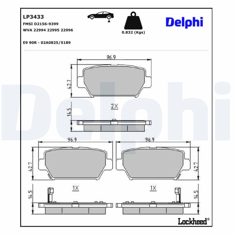 LP3433 Delphi Гальмівні колодки до дисків
