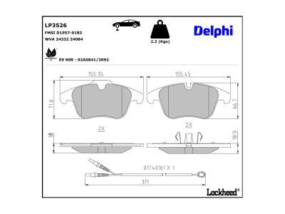 LP3526 Delphi Гальмівні колодки до дисків