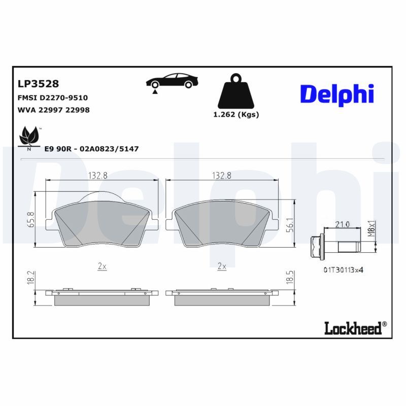 LP3528 Delphi Гальмівні колодки до дисків (з болтами)