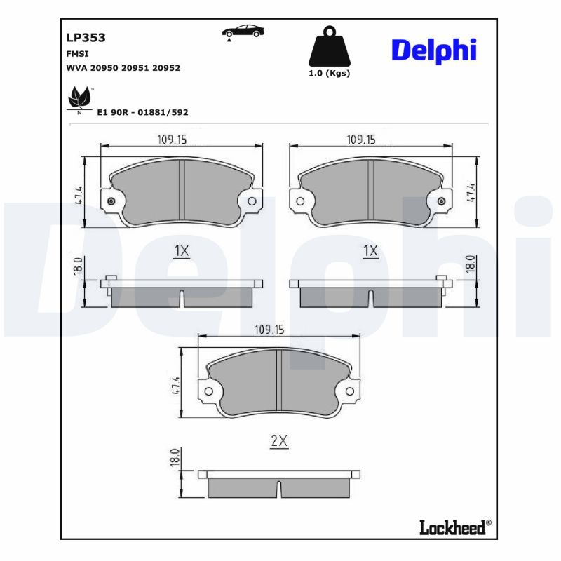 LP353 Delphi Гальмівні колодки до дисків
