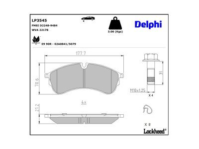 LP3545 Delphi Колодки гальмівні (передні) VW Crafter 16-