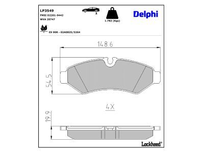 LP3549 Delphi Колодки гальмівні (задні) MB Sprinter (907,910) 211-519 CDI 18- (Brembo)