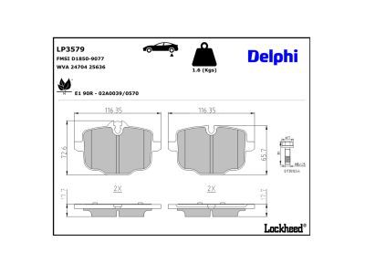 LP3579 Delphi Гальмівні колодки до дисків (з болтами)