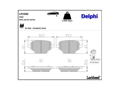 LP3580 Delphi Колодки гальмівні (задні) Opel Combo 18-/Citroen Berlingo/Peugeot Partner 18-