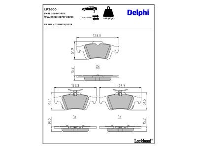 LP3600 Delphi Гальмівні колодки до дисків