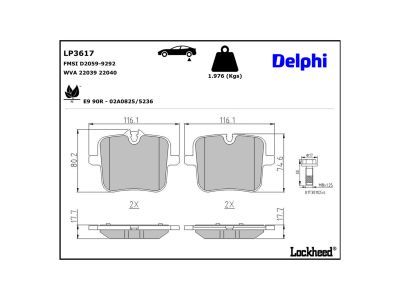 LP3617 Delphi Гальмівні колодки до дисків (з болтами)