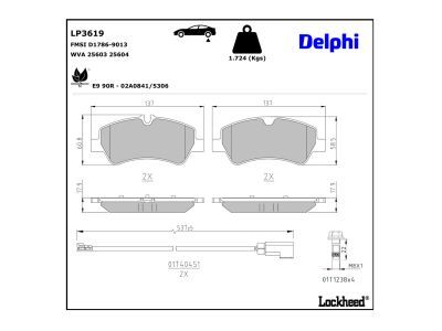 LP3619 Delphi Гальмівні колодки до дисків (з болтами)