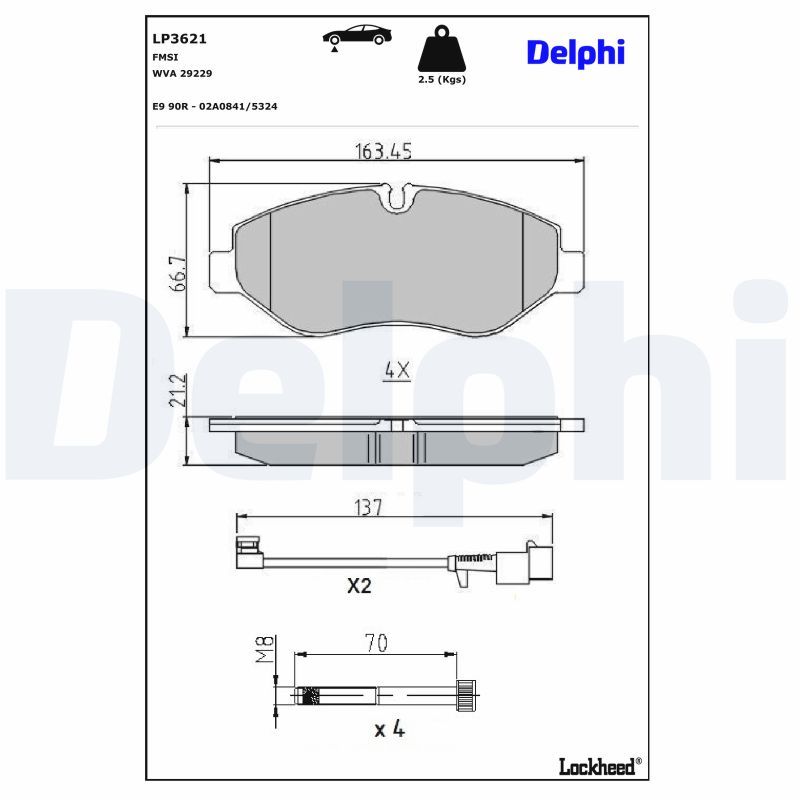 LP3621 Delphi Гальмівні колодки до дисків (з болтами)