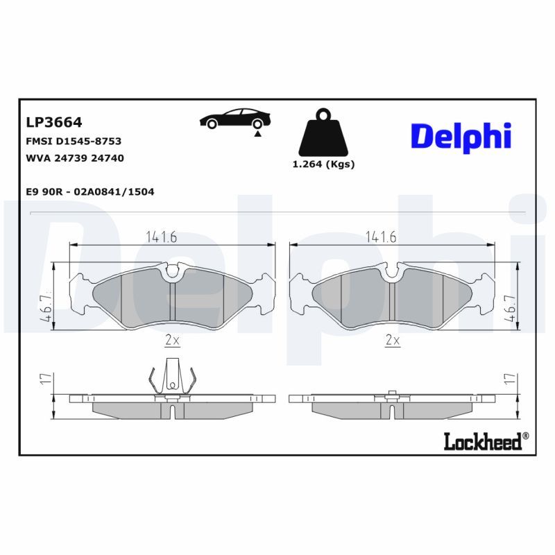 LP3664 Delphi Гальмівні колодки до дисків
