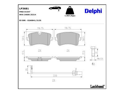 LP3681 Delphi Гальмівні колодки до дисків (з болтами)