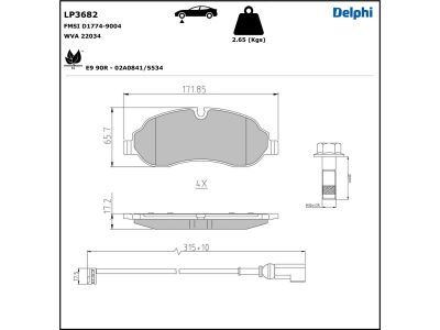 LP3682 Delphi Гальмівні колодки до дисків (з болтами)
