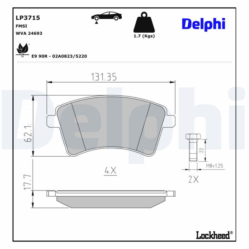 LP3715 Delphi Гальмівні колодки до дисків (з болтами)