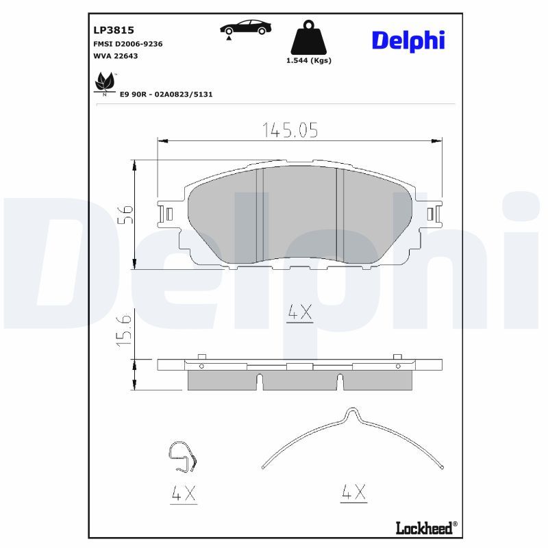LP3815 Delphi Гальмівні колодки до дисків