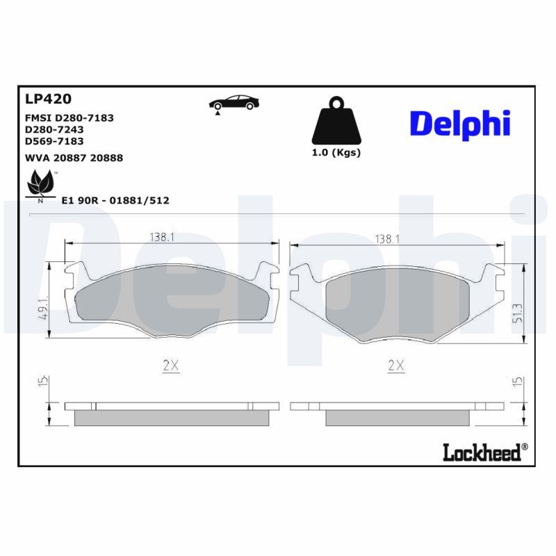 LP420 Delphi Гальмівні колодки до дисків
