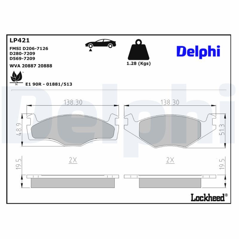 LP421 Delphi Гальмівні колодки до дисків