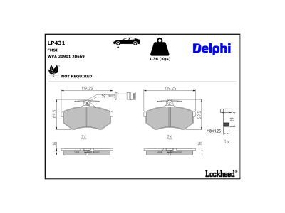 LP431 Delphi Гальмівні колодки до дисків (з болтами)