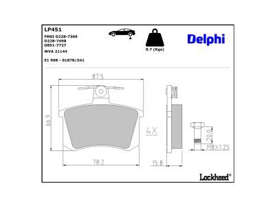 LP451 Delphi Гальмівні колодки до дисків (з болтами)