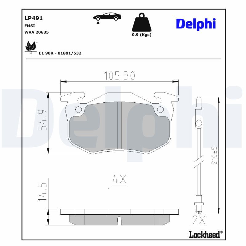 LP491 Delphi Гальмівні колодки до дисків