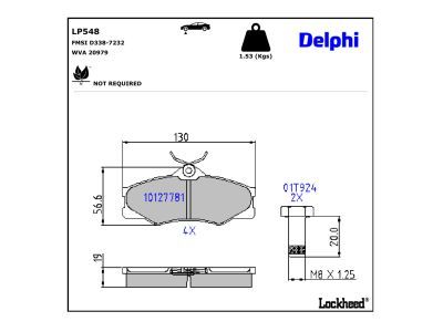 LP548 Delphi Гальмівні колодки до дисків (з болтами)