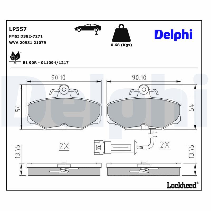 LP557 Delphi Гальмівні колодки до дисків (з болтами)