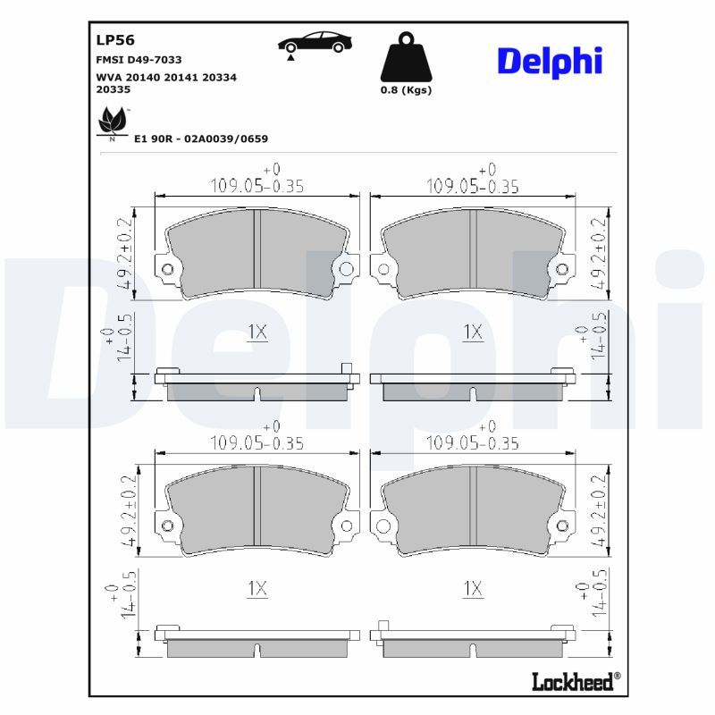 LP56 Delphi Гальмівні колодки до дисків