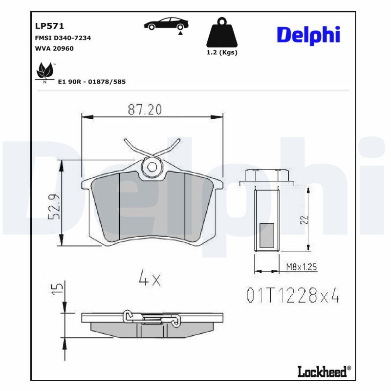 LP571 Delphi Гальмівні колодки до дисків (з болтами)