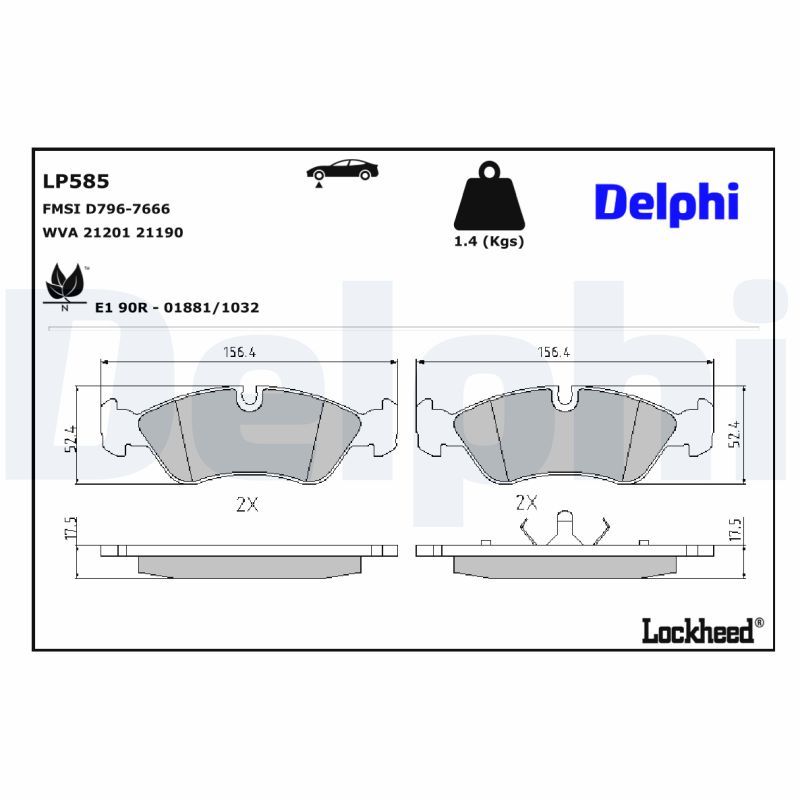 LP585 Delphi Гальмівні колодки до дисків