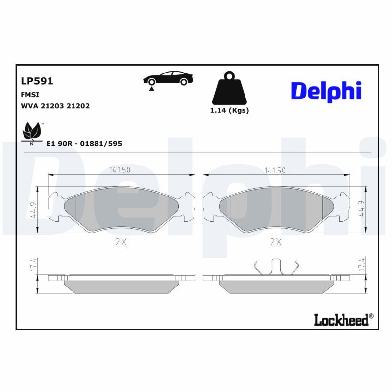 LP591 Delphi Гальмівні колодки до дисків