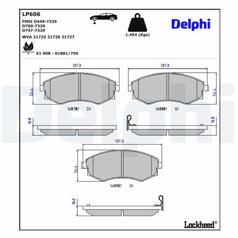 LP606 Delphi Гальмівні колодки до дисків