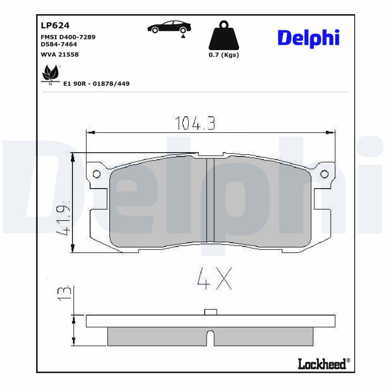 LP624 Delphi Гальмівні колодки до дисків