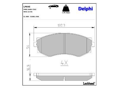LP645 Delphi Гальмівні колодки до дисків