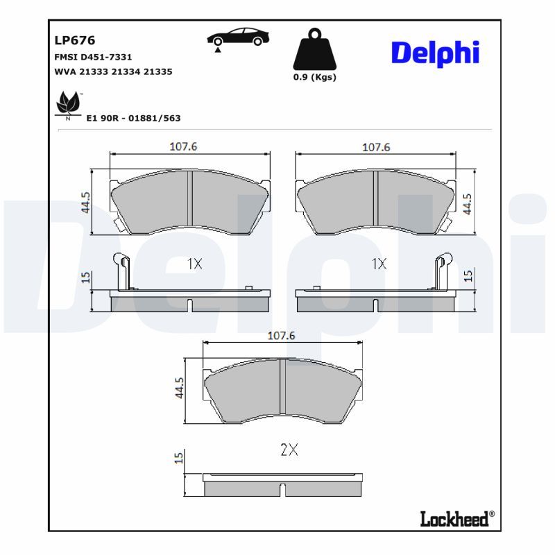 LP676 Delphi Гальмівні колодки до дисків