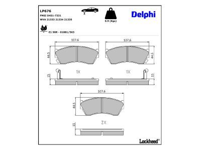 LP676 Delphi Гальмівні колодки до дисків