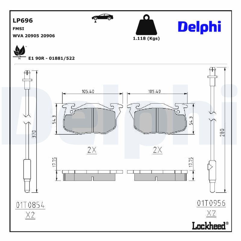LP696 Delphi Гальмівні колодки до дисків
