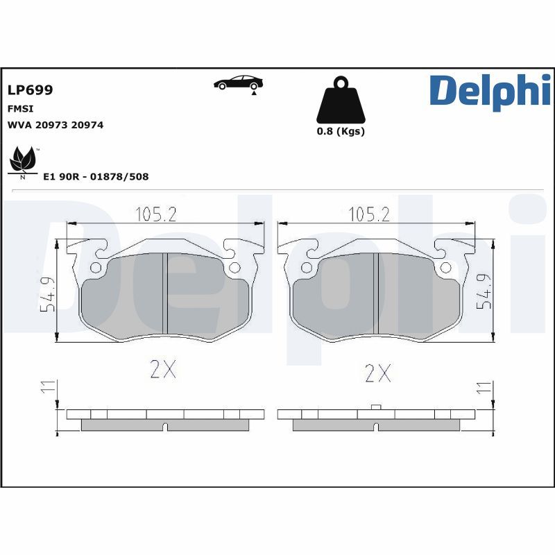 LP699 Delphi Гальмівні колодки до дисків