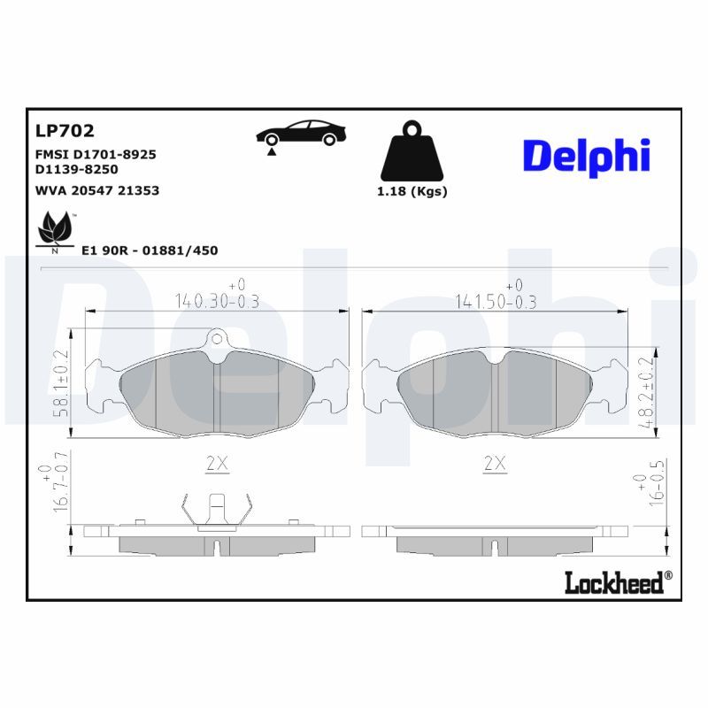 LP702 Delphi Гальмівні колодки до дисків