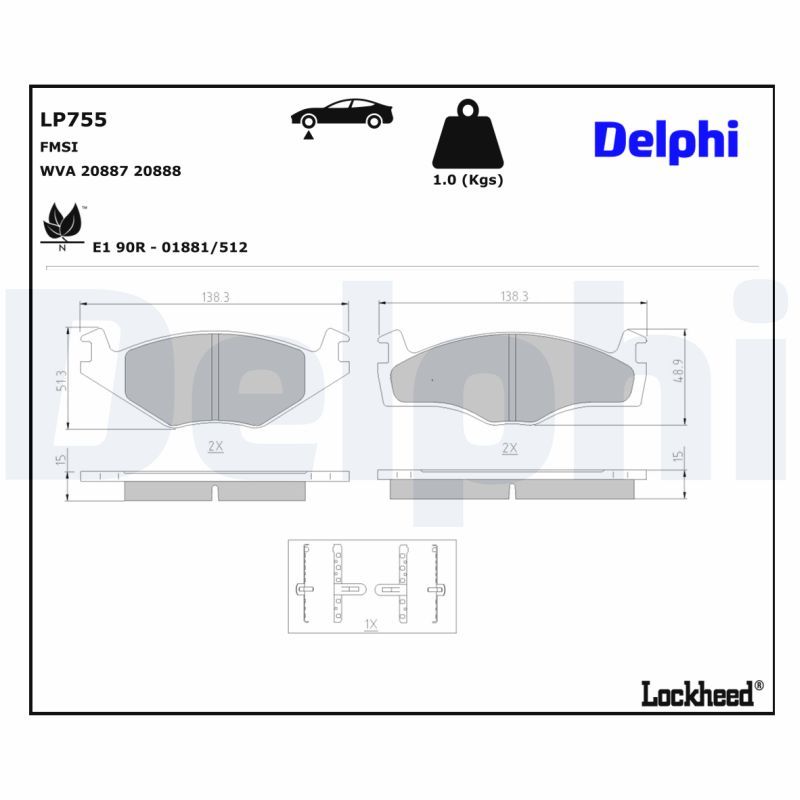 LP755 Delphi Гальмівні колодки до дисків