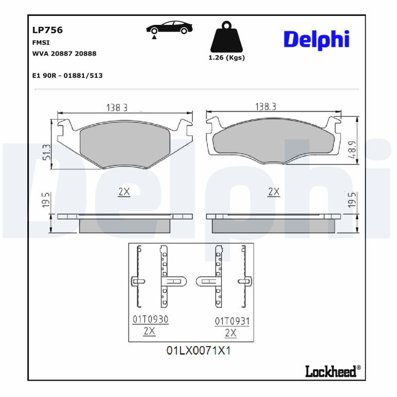 LP756 Delphi Гальмівні колодки до дисків