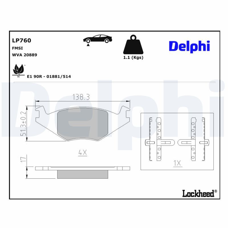 LP760 Delphi Гальмівні колодки до дисків