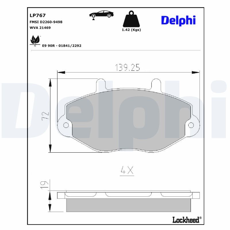 LP767 Delphi Гальмівні колодки до дисків