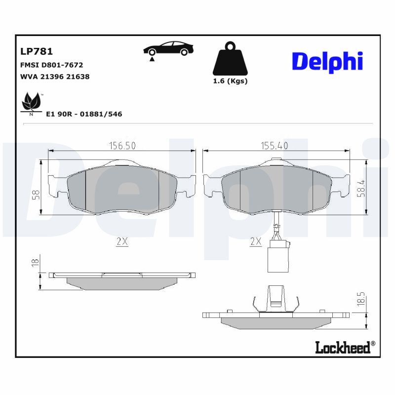 LP781 Delphi Гальмівні колодки до дисків