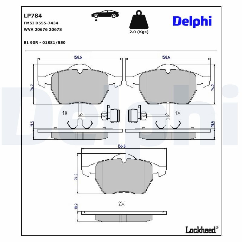 LP784 Delphi Гальмівні колодки до дисків