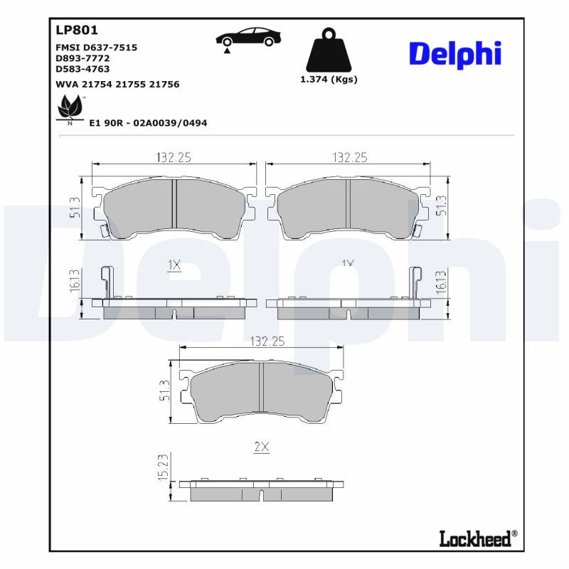 LP801 Delphi Гальмівні колодки до дисків